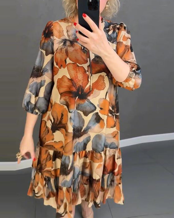 Kleid Vintage Blumenmuster Rüsche