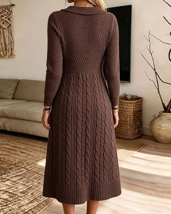 Pulloverkleid Peter-Pan-Kragen Zopfstrick