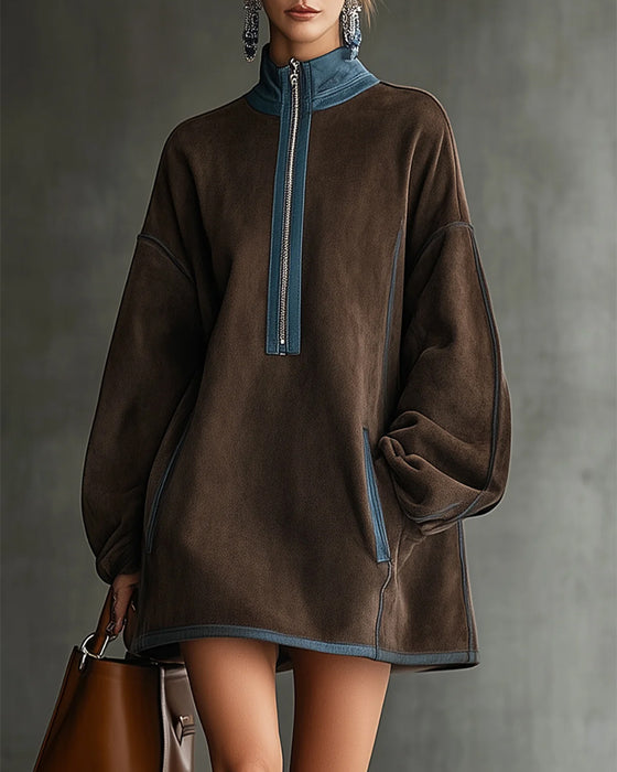 Kleid Langarm Stehkragen