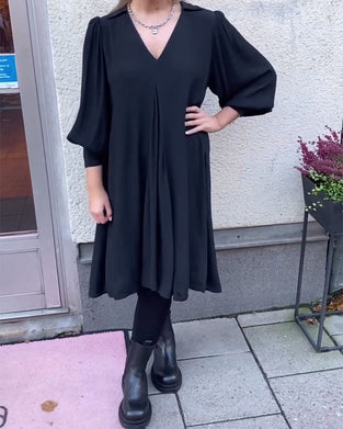 Kleid V-Ausschnitt modisch Laternenärmel