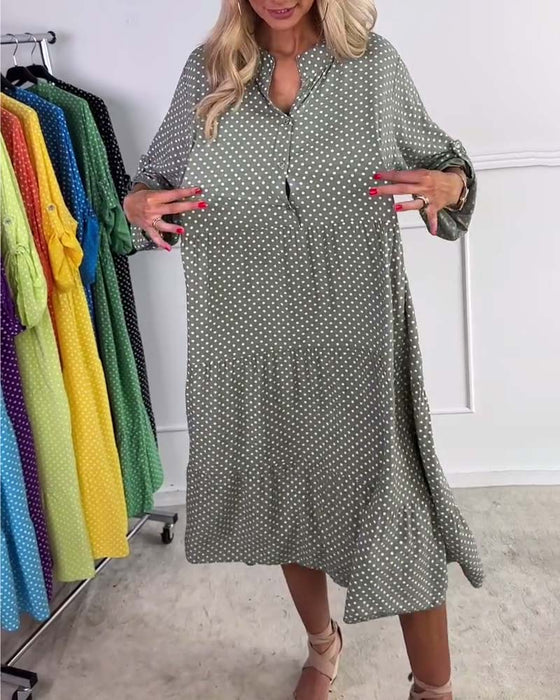 Kleid Halbarm Gepunktet Lockerer Schnitt