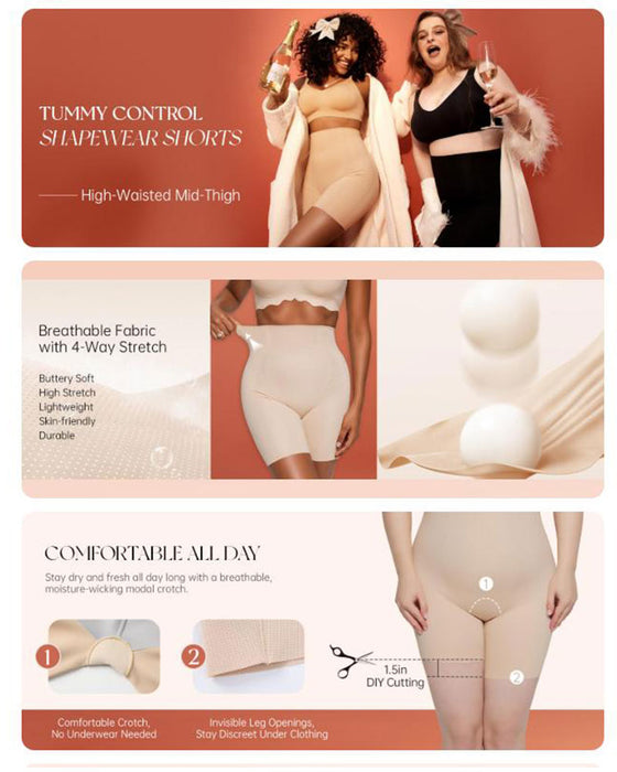 Bauchkontrolle Shapewear Atmungsaktive Bequeme Shorts Für Damen Po Hebende Body Shaper Shorts Hohe Taille Nahtlose Mieder Unter Kleid