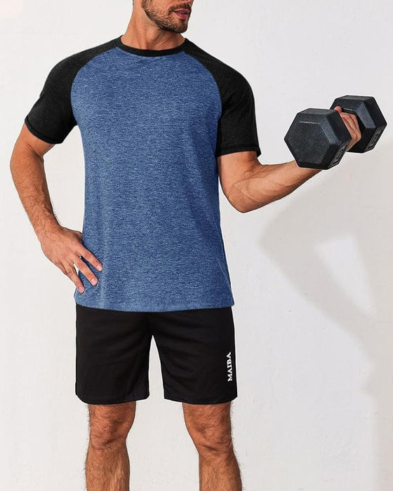 T-Shirt Kontrast Rundhals Herren Tailliert