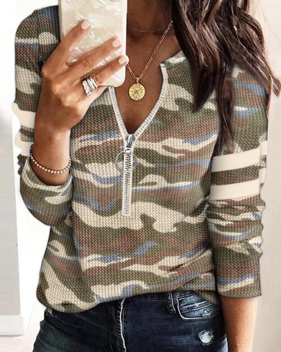 Top Halbzip Camouflage Langarm