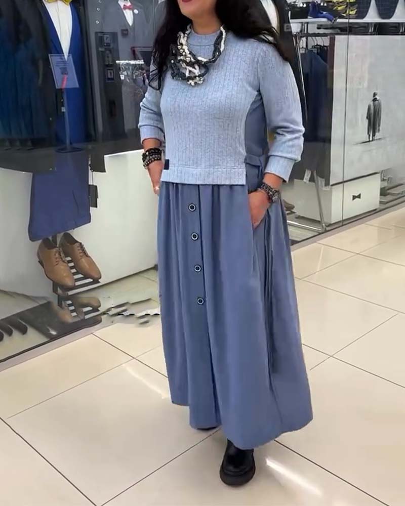 Kleid Casual Colorblocking Rundhalsausschnitt