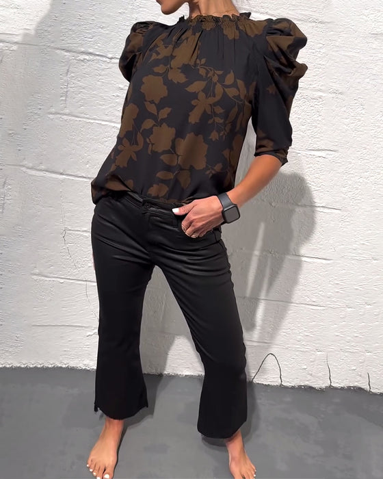 Bluse Puffärmel Rüsche