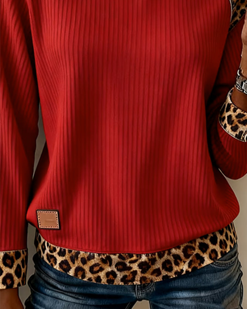 Sweatshirt mit Leopardenprint und Rundhalsausschnitt