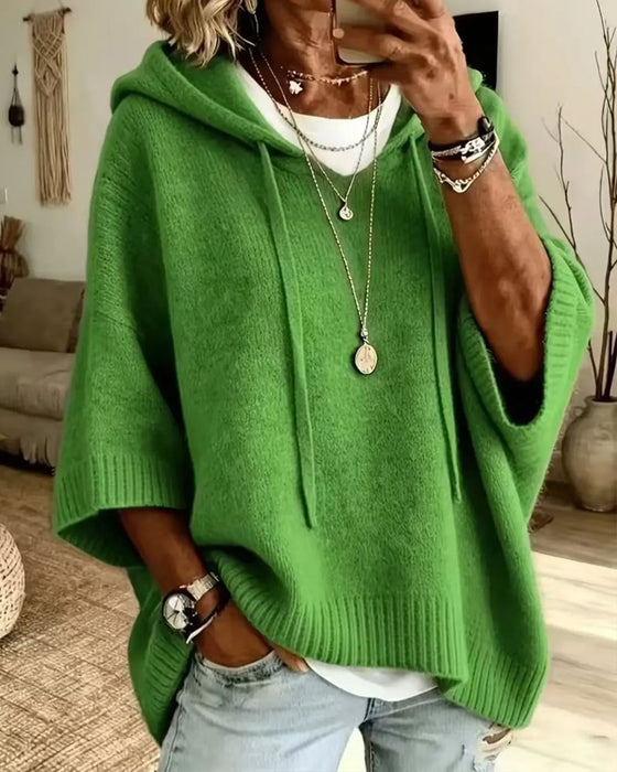 Pullover Mit Kapuze Locker Stilvoll Gestrickt