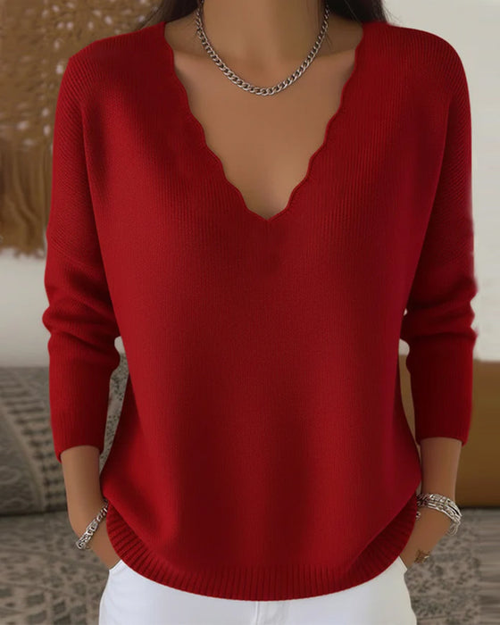 Pullover V-Ausschnitt weich gestrickt