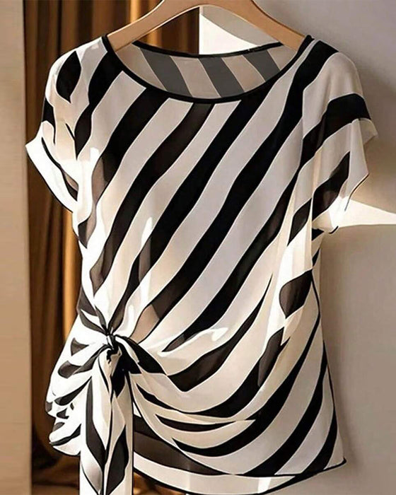 Bluse Gestreift Krawatte Elegant