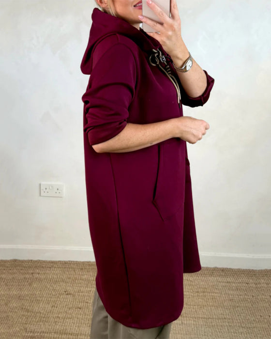Übergroßes Kapuzenkleid mit Taschen