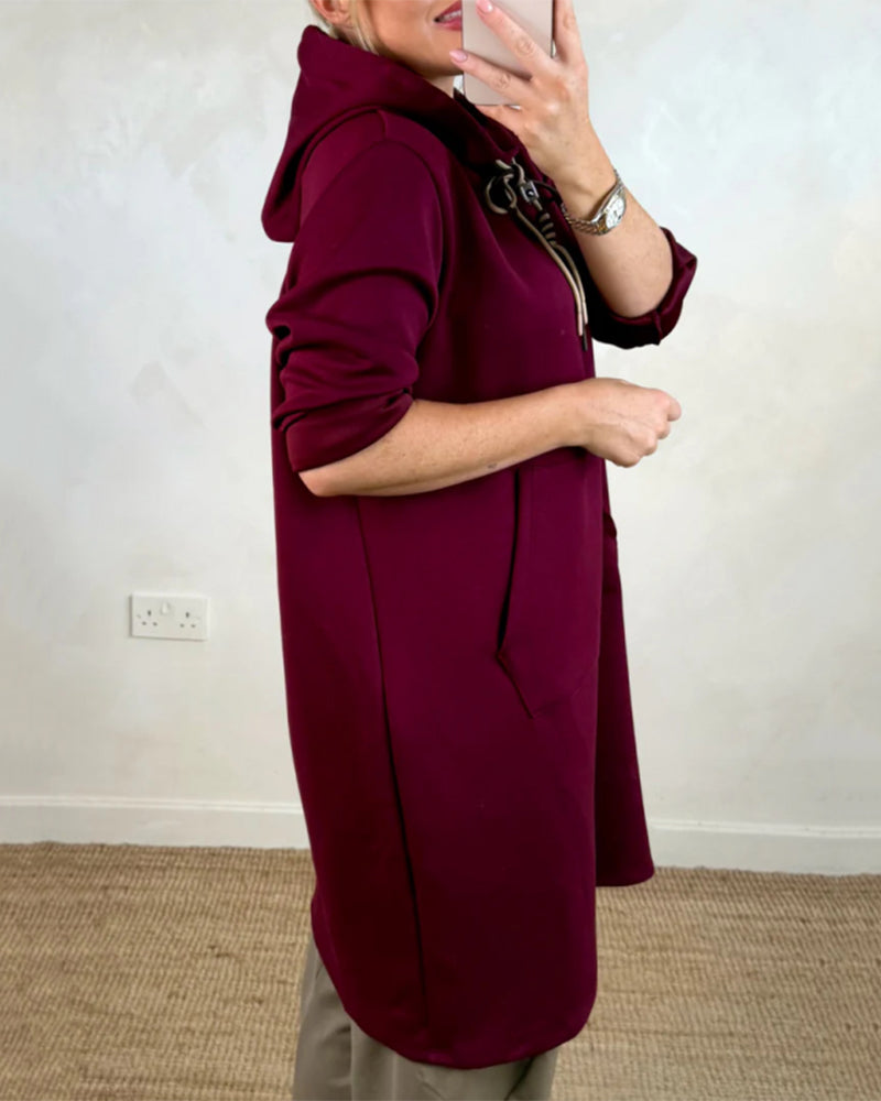 Übergroßes Kapuzenkleid mit Taschen