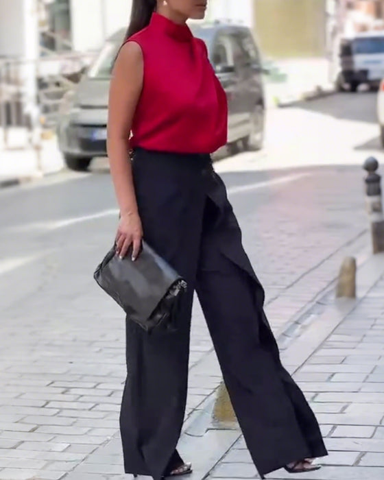Hose asymmetrisch geschichtet mit weitem Bein