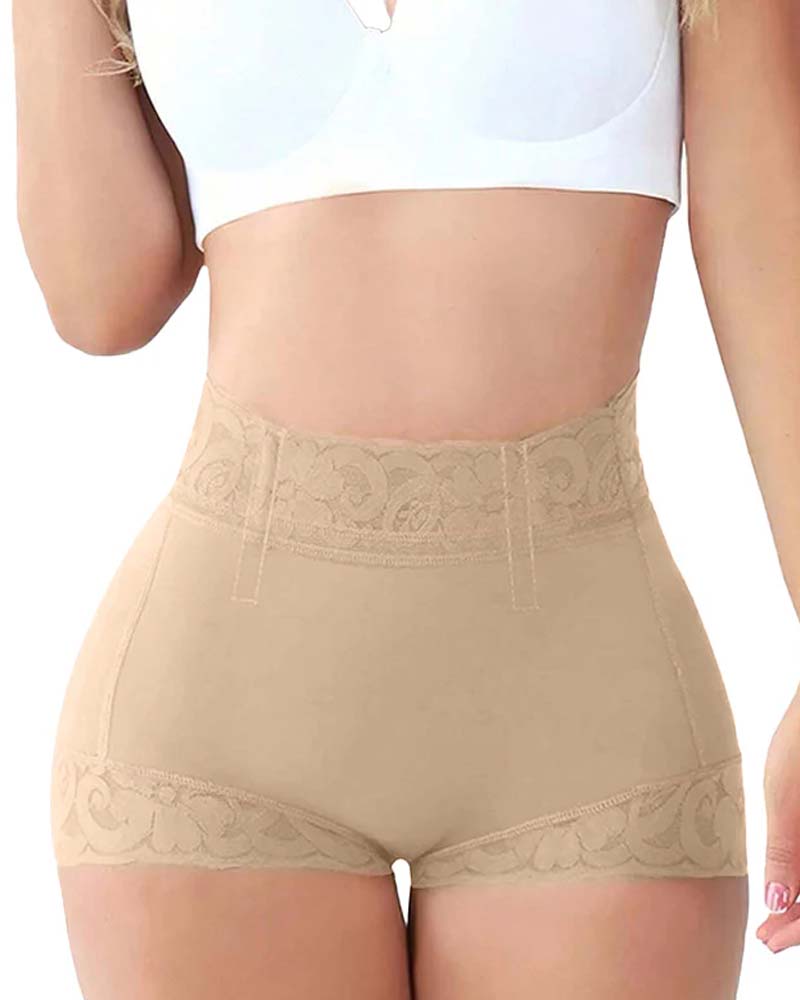 Damen Shorts Spitze Hohe Taille Shapewear
