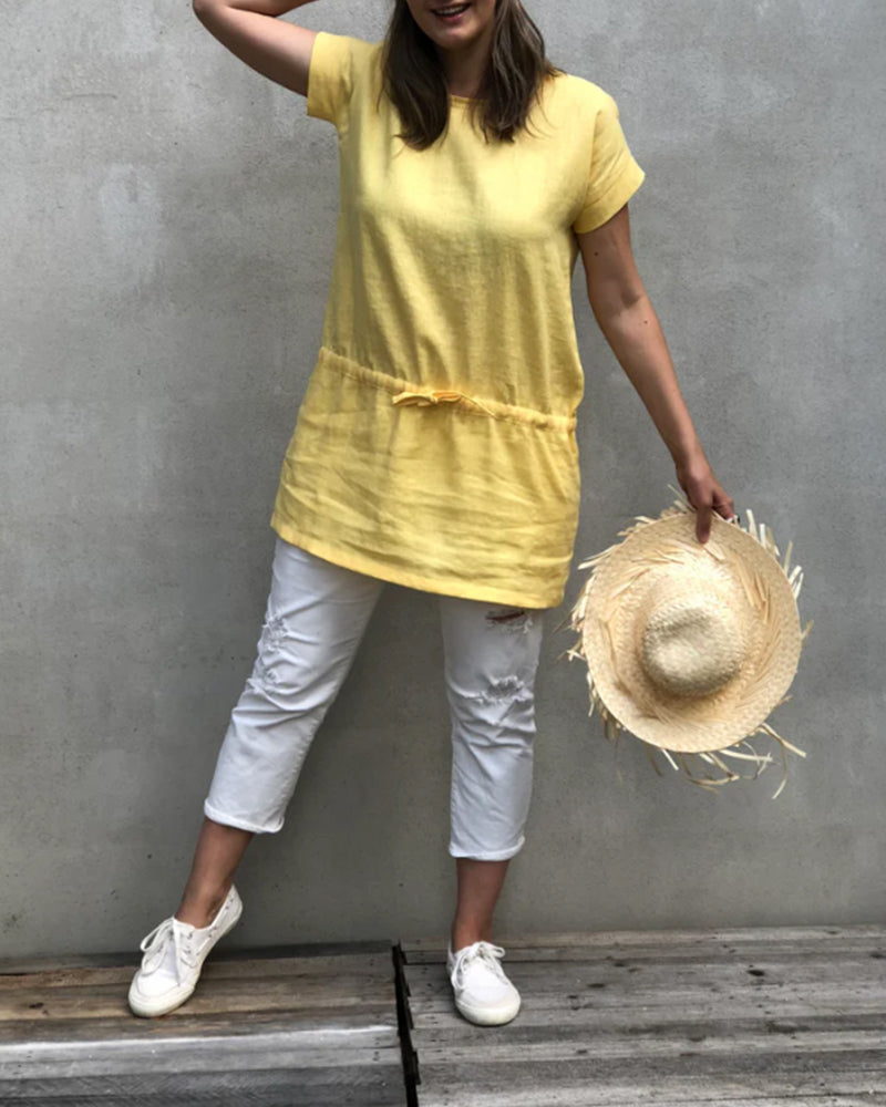 Top 100% Baumwolle einfarbig kurzärmlig