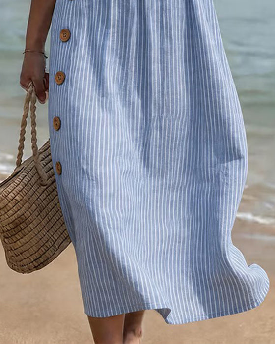 Kleid Nadelstreifen Holzknopf