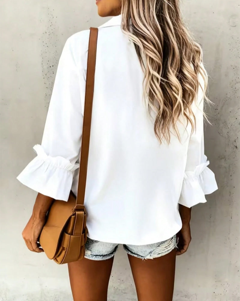 Hemd Unifarben Tasche Casual