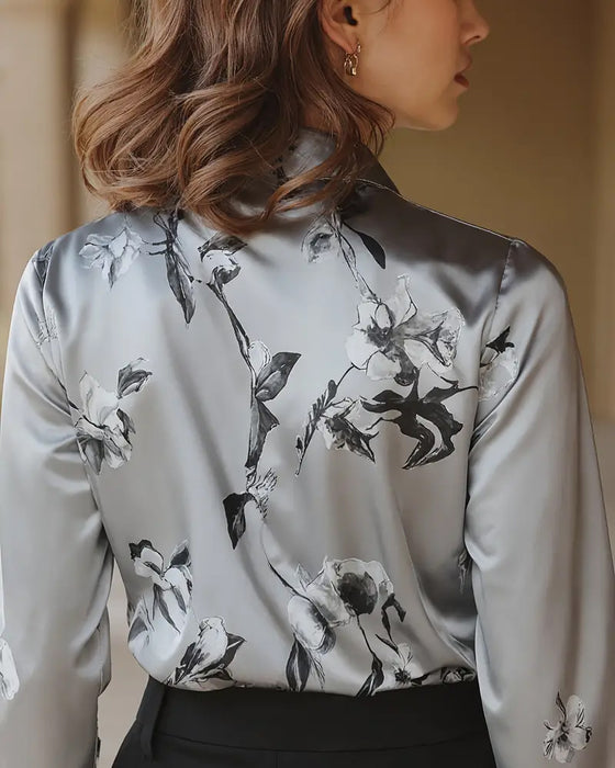 Hemd Retro Stil Blumenprint