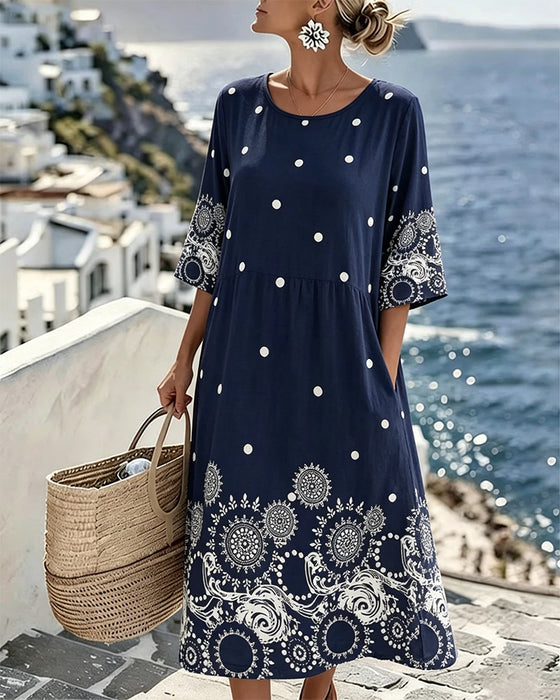 Kleid Gepunktet Punkt Print Locker Sitzend