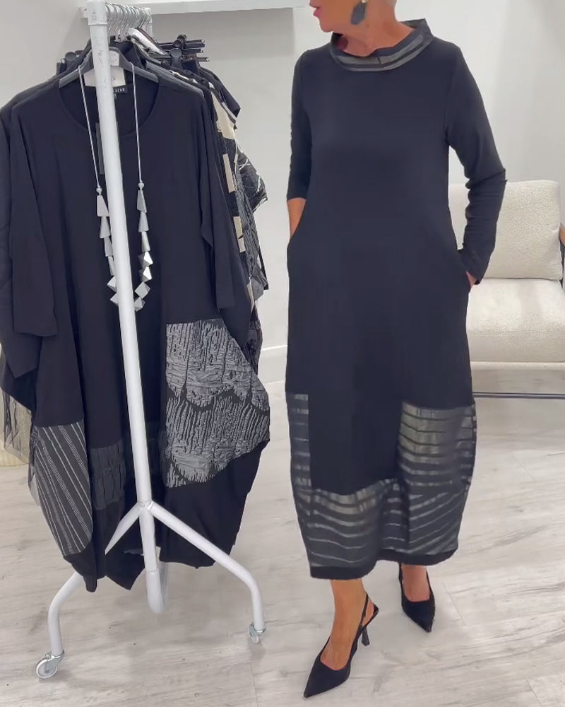 Modisches unifarbenes Kleid mit Abnähern