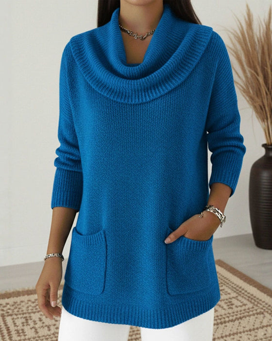 Pullover Kragen Schal Langes Ärmel