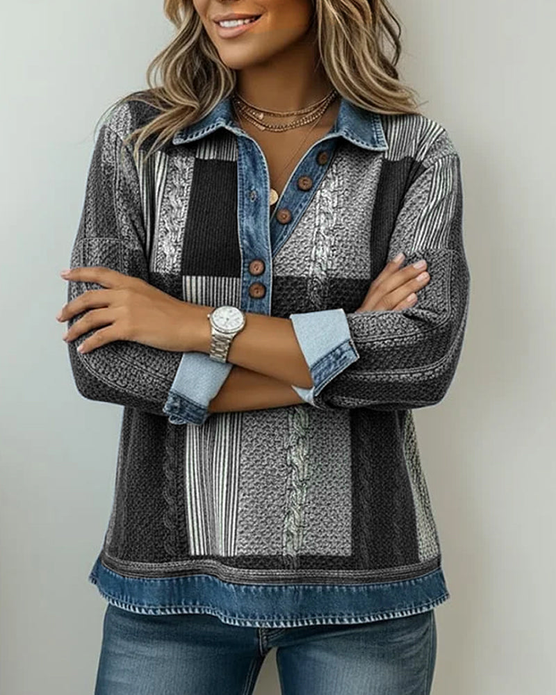Sweatshirt mit langen Ärmeln und Colorblock-Print