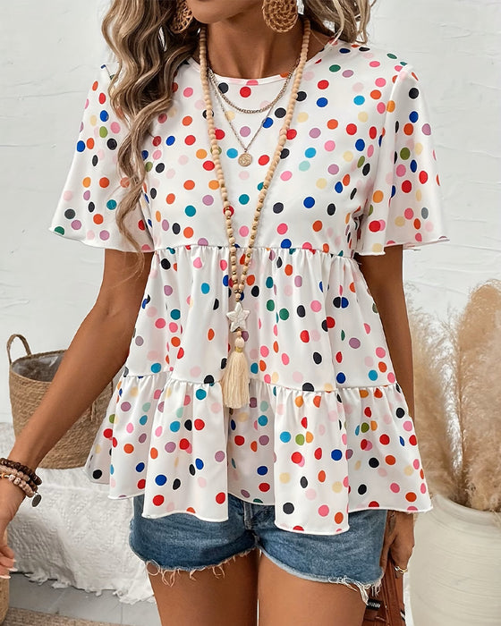 Bluse Bunt Polka Dot Babydoll
