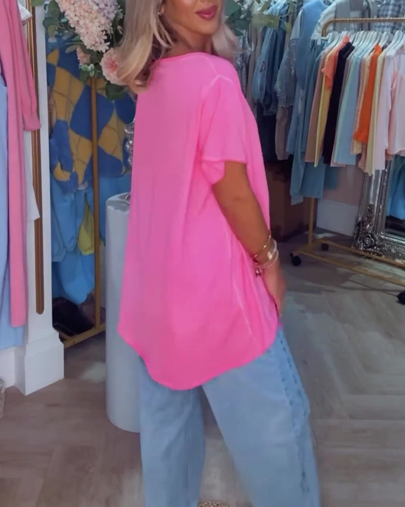 T-Shirt Spitze Zusammengesetzt Kurzarm