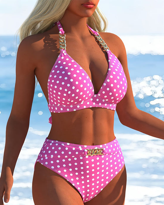 Bikini Polka-Dot Halsschlaufe Zweiteiler