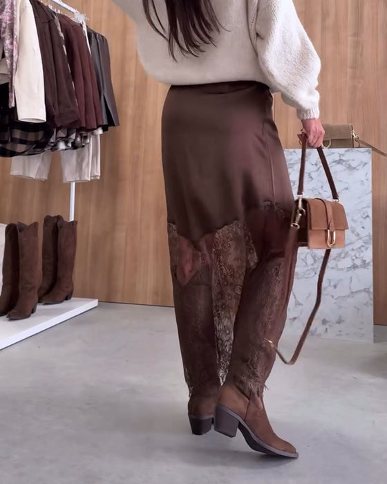 eleganter Satinrock mit Spitzen-Patchwork