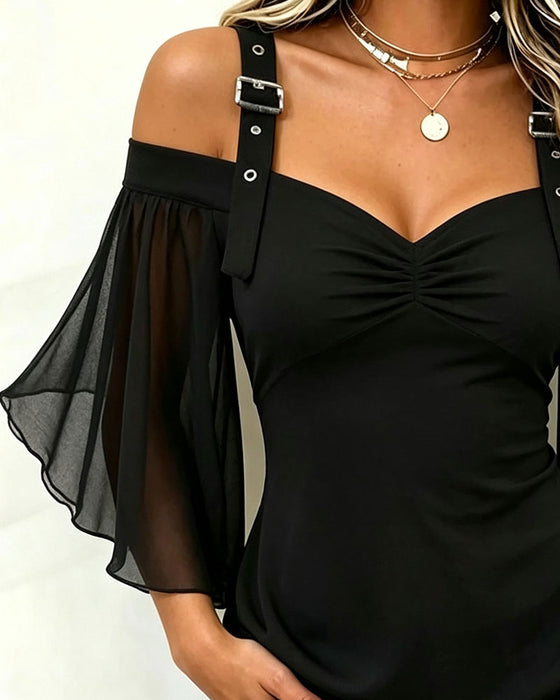 Bluse Off-Shoulder Camisole Gerafft