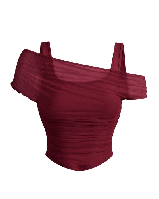 Bluse Netz Rüsche Cami