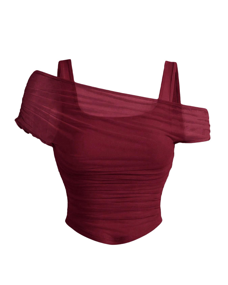 Bluse Netz Rüsche Cami