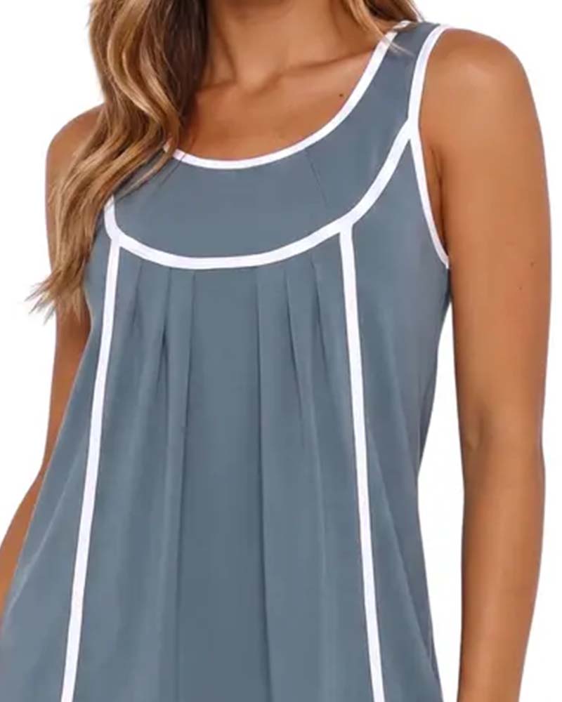 Kleid weiß eingefasst Colorblock ärmellos