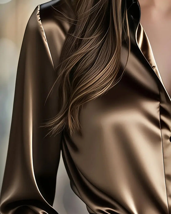 Hemd Modisch Business-Satin Colorblocking