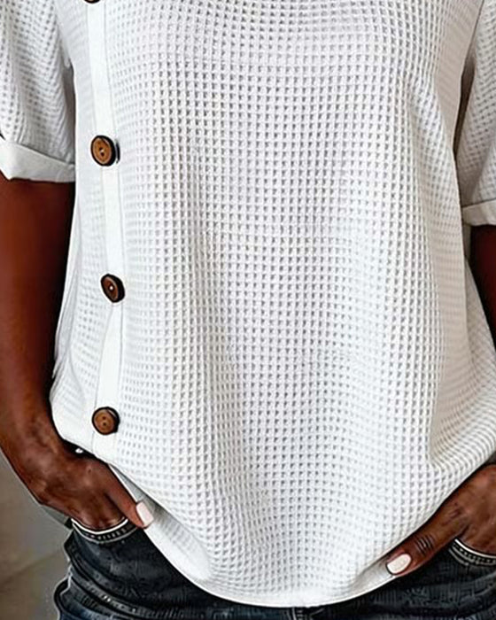 Bluse Waffel Textur Seite Knopf