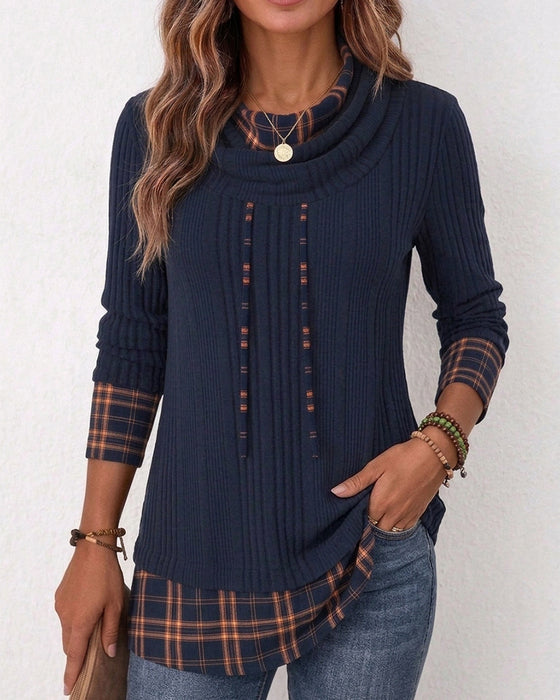 Top Cowl‑Ausschnitt Langarm
