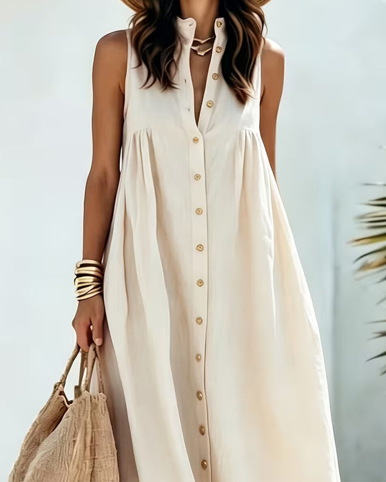 Kleid Rundhals Einfarbig