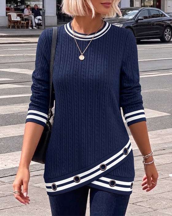 Top Kontrast Gestreift Unregelmäßig Metallring