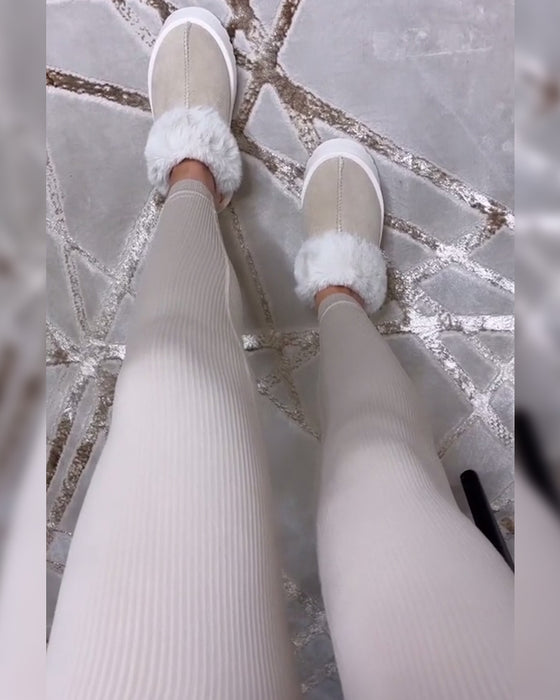 Leggings Uni Gefädelt Rippstoff