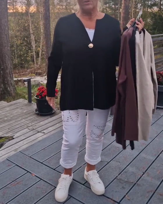 Strickjacke Metallknopf langärmelig