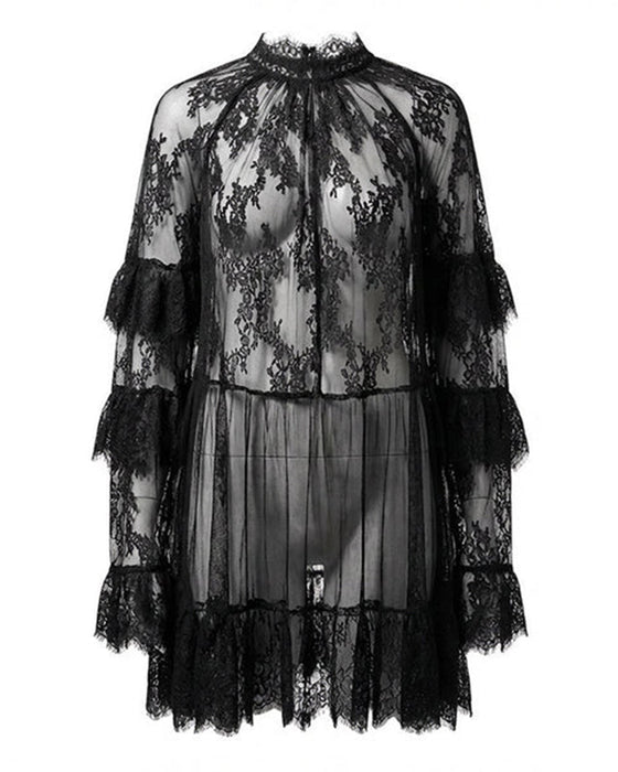 Kleid Elegant Durchbrochene Spitze