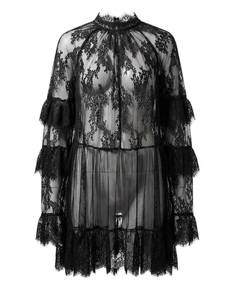 Kleid Elegant Durchbrochene Spitze