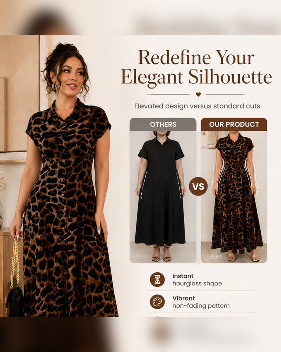Kleid Lässig Leopardenmuster Maxi