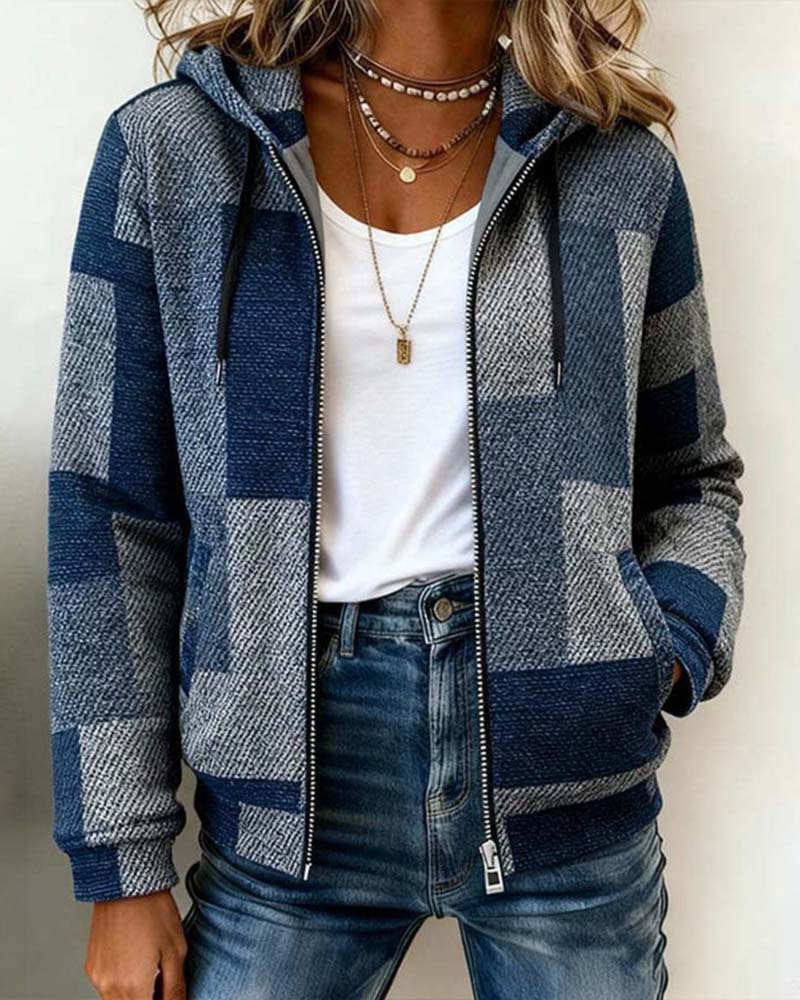 Mantel Reißverschluss Kapuze Modisch