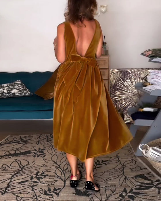 Kleid Ärmellos Elegant Samt