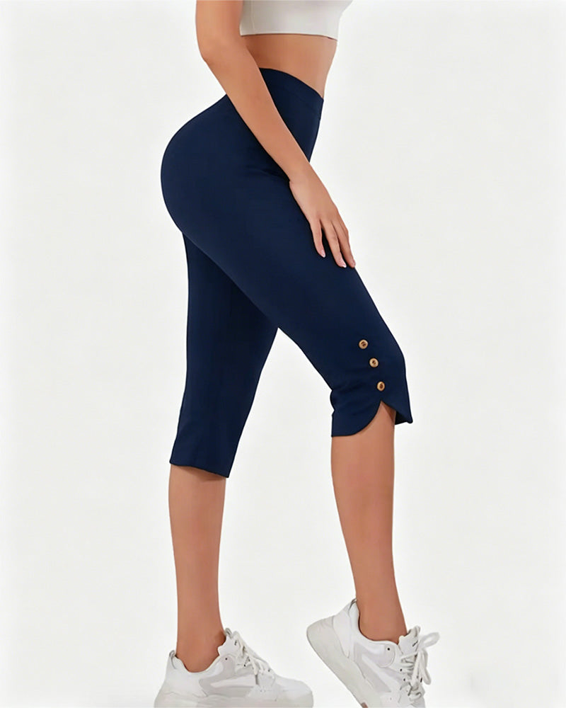Leggings Einfarbig Schmal Geschnitten Gekürzt