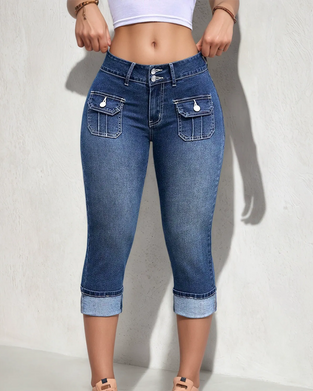 Jeans Lässig Tasche Cropped