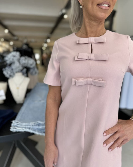 Kleid Rundhals Elegant Schleife Einfarbig
