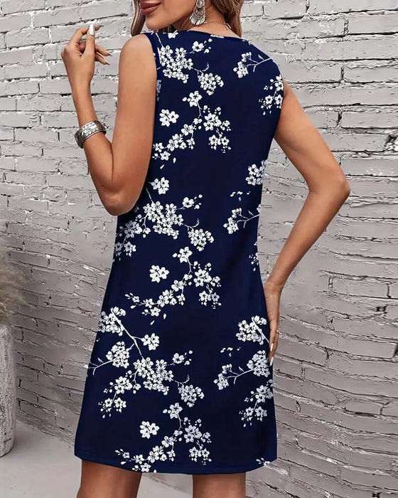 Kleid Ärmlos Schlank Druck